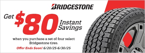 Save $80 Instantly on Four Select Bridgestone Tires