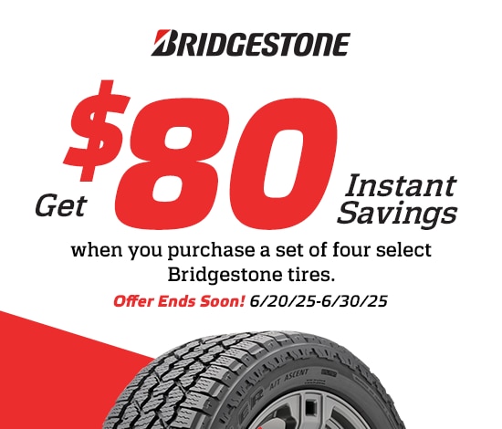 Save $80 Instantly on Four Select Bridgestone Tires