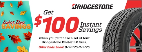 Labor Day Savings | Save $100 Instantly on Four Bridgestone Dueler LX Tires