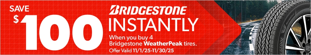 Save $100 Instantly on a Set of Four Bridgestone WeatherPeak Tires