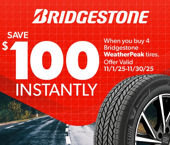 Save $100 Instantly on a Set of Four Bridgestone WeatherPeak Tires