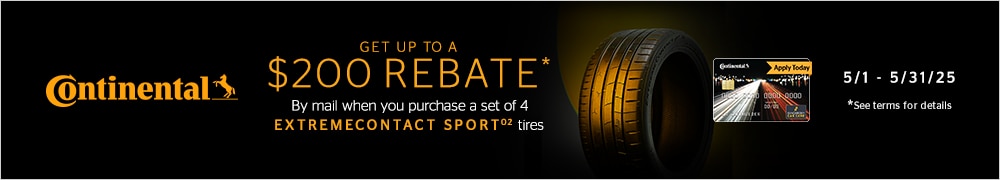 Receive a $110 Continental Tire Prepaid Mastercard® by Mail