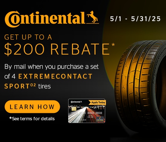 Receive a $110 Continental Tire Prepaid Mastercard® by Mail