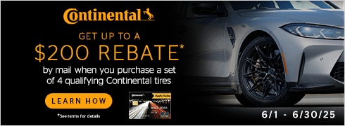 Receive a $110 Continental Tire Prepaid Mastercard® by Mail