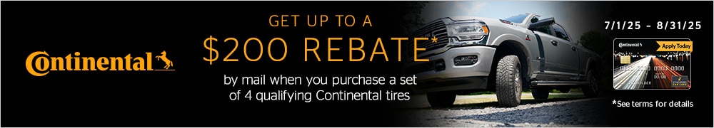 Receive a $110 Continental Tire Prepaid Mastercard® by Mail