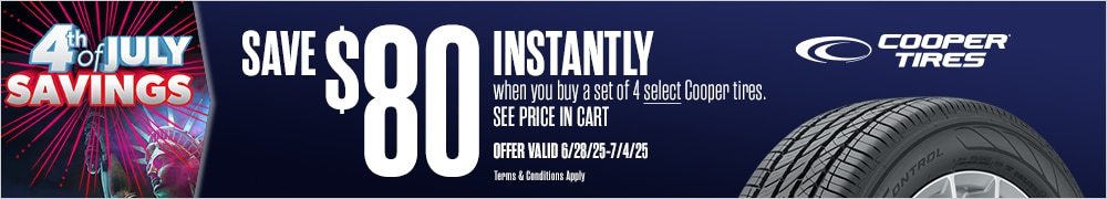 4th of July Savings | Save $80 Instantly on 4 Select Cooper Tires