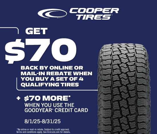 Cooper Tires: Get Up to $70 Back by Online or Mail-in Rebate