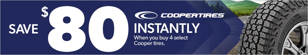 Save $80 Instantly on 4 Select Cooper Tires