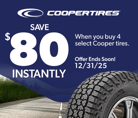 Save $80 Instantly on 4 Select Cooper Tires