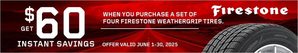 Save $60 Instantly When You Buy Four Firestone WeatherGrip Tires