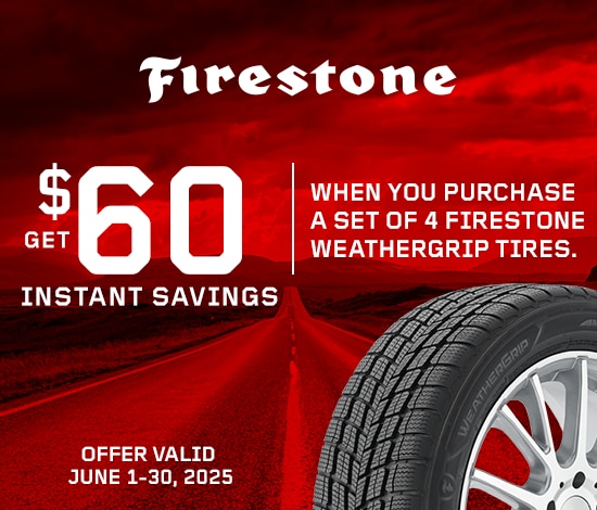 Save $60 Instantly When You Buy Four Firestone WeatherGrip Tires