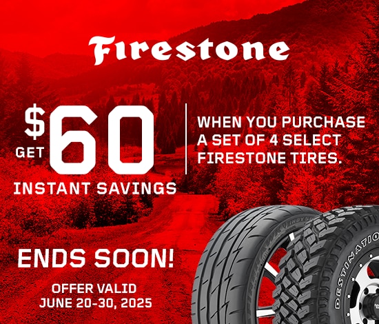 Save $60 Instantly on Four Select Firestone Tires