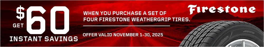 Save $60 Instantly on Four Firestone WeatherGrip Tires