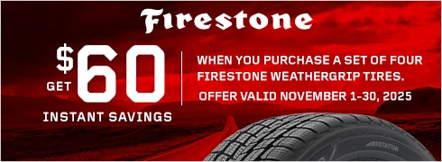 Save $60 Instantly on Four Firestone WeatherGrip Tires