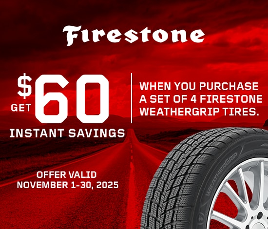 Save $60 Instantly on Four Firestone WeatherGrip Tires