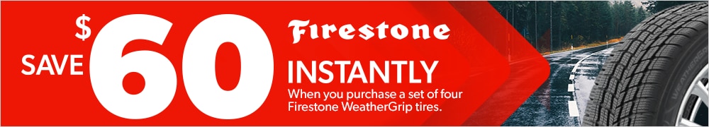 Save $60 Instantly on Four Firestone WeatherGrip Tires
