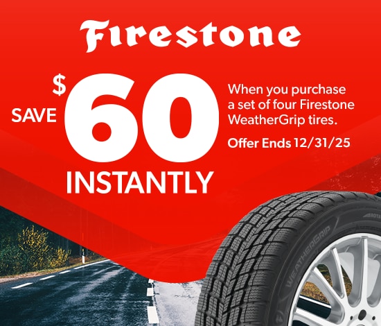 Save $60 Instantly on Four Firestone WeatherGrip Tires