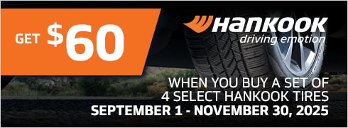 Buy a set of 4 and get a $60 Hankook Prepaid Mastercard via online rebate.