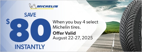 Save $80 Instantly When You Buy 4 Select Michelin Tires