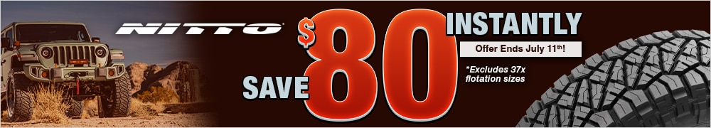 Save $80 Instantly on 4 Select Nitto Tires