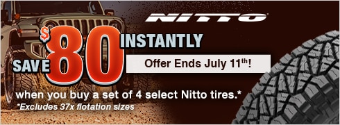 Save $80 Instantly on 4 Select Nitto Tires