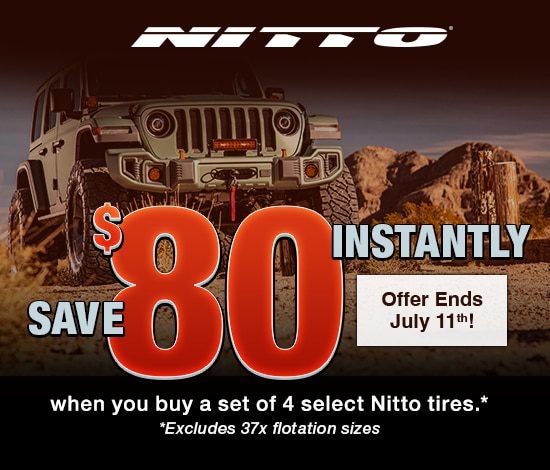 Save $80 Instantly on 4 Select Nitto Tires