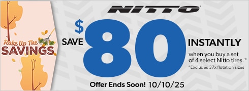 Fall Savings | Save $80 Instantly on 4 Select Nitto Tires
