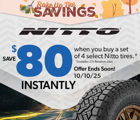 Save $80 Instantly on 4 Select Nitto Tires