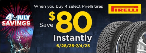 Fourth of July Savings | Save $80 Instantly on Four Select Pirelli Tires