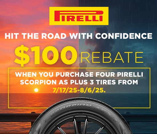 Get $100 Back When You Buy 4 Pirelli Scorpion AS Plus 3 Tires