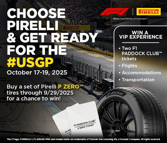 Buy a set of qualifying tires for a chance to win a trip to the FORMULA 1 MSC CRUISES UNITED STATES GRAND PRIX 2025