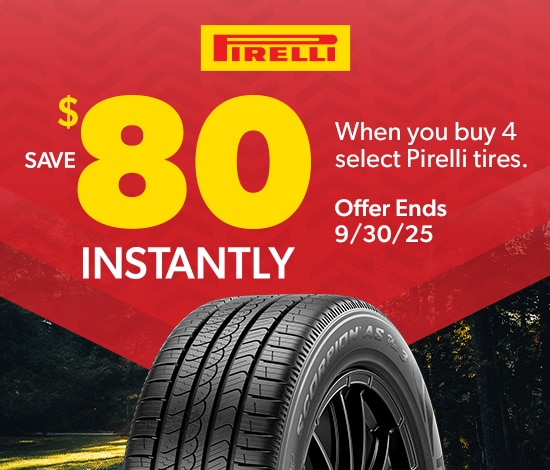 Save $80 Instantly on Four Select Pirelli Tires