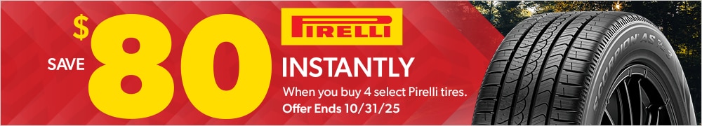 Save $80 Instantly on Four Select Pirelli Tires
