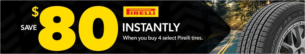 Save $80 Instantly on Four Select Pirelli Tires