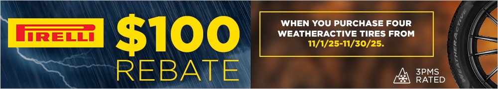Get $100 Back When You Buy 4 Pirelli WeatherActive Tires