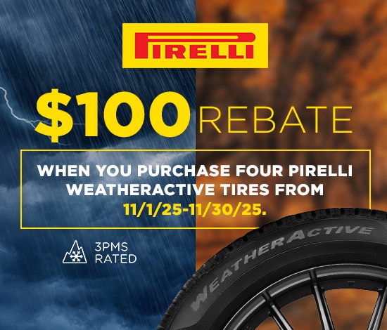 Get $100 Back When You Buy 4 Pirelli WeatherActive Tires