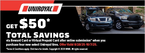 Get $50* total savings via Visa Reward Card or Visa Virtual Prepaid Card after online submission