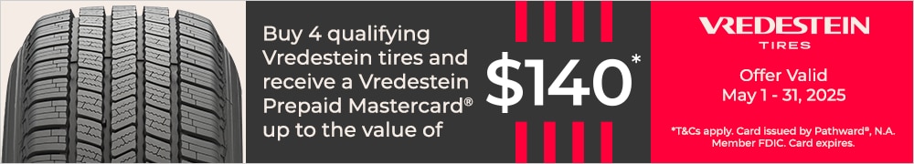 Get Up to a $140* Vredestein Prepaid Mastercard®