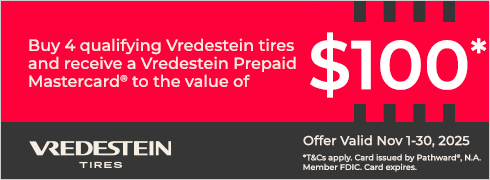 Buy a set of four and get a $100 Prepaid Mastercard