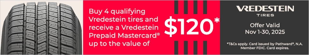 Get Up to a $120* Vredestein Prepaid Mastercard®