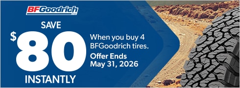 Buy 4 BFGoodrich Tires, Save $80 Instantly