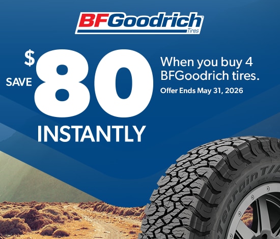 Buy 4 BFGoodrich Tires, Save $80 Instantly