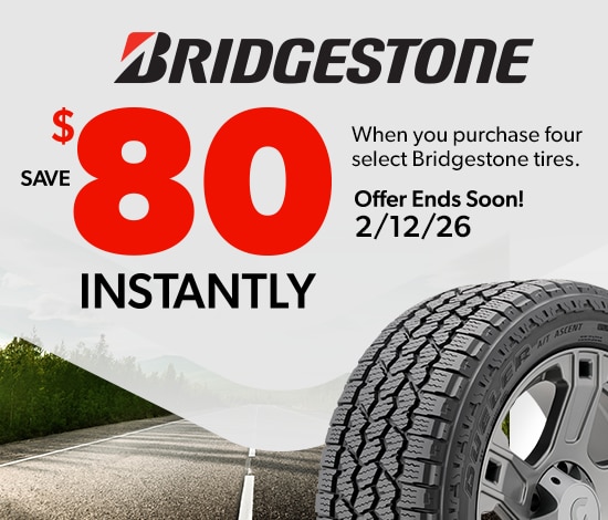Save $80 Instantly on Four Select Bridgestone Tires
