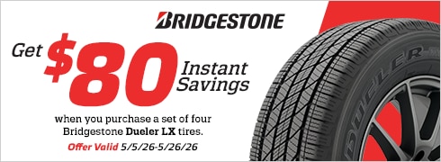 Save $80 Instantly on Four Bridgestone Dueler LX Tires