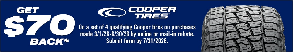 Buy 4 Select Cooper Tires, Get $70 Back*