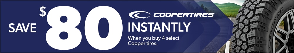Save $80 Instantly on 4 Select Cooper Tires