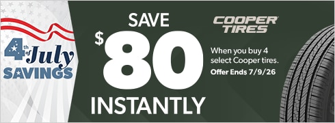 4th of July Savings: Buy 4 Select Cooper Tires, Save $80 Instantly