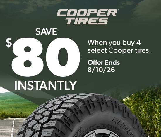Buy 4 Select Cooper Tires, Save $80 Instantly
