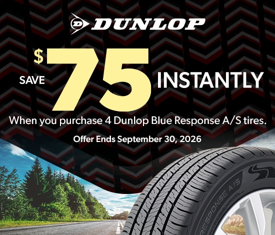 Buy a Set of Four Dunlop Blue Response A/S Tires, Save $75 Instantly