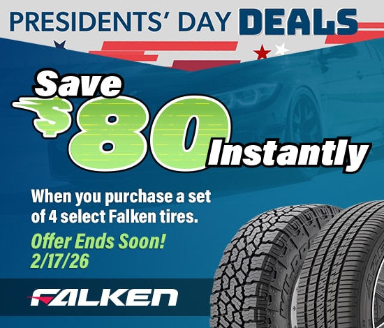 Presidents’ Day Savings | Save $80 Instantly on 4 Select Falken Tires